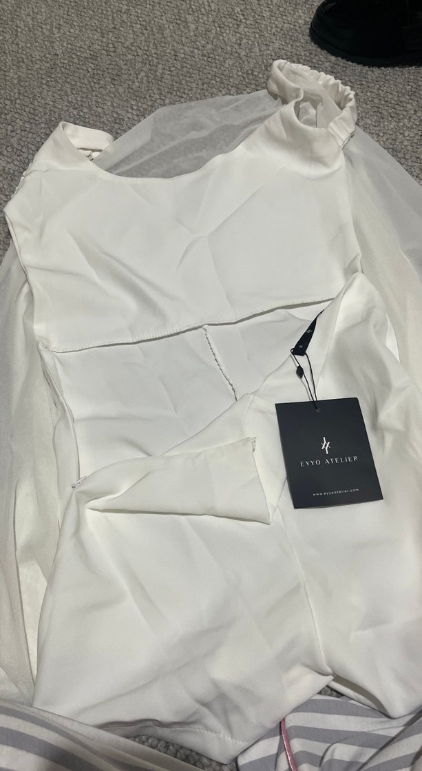 Eyyo Beyaz Transparan Uzun Kollu Mini tulum - Görsel 3