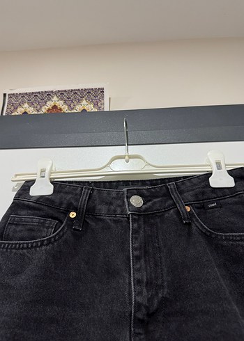 xs Beden Siyah Midi Kot Pantolon, Regular Fit