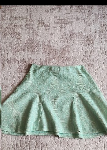 Turkuaz Yılan Desenli Mini Etek