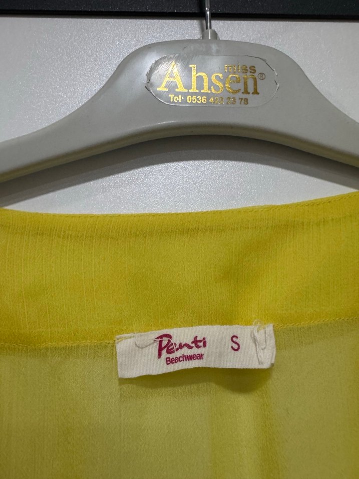 Sarı V Yakalı Püsküllü Bohem Bluz - Görsel 2