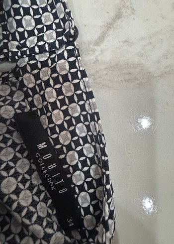 H&M Kadın Gri Desenli Uzun Kollu Ofis Gömleği
