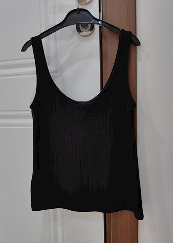 H&M Düğmeli Siyah Kadın Basic Atlet