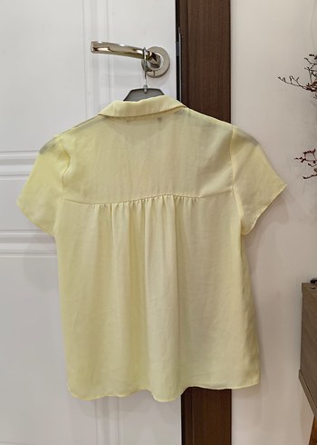 Zara Sarı Kısa Kollu Keten Gömlek