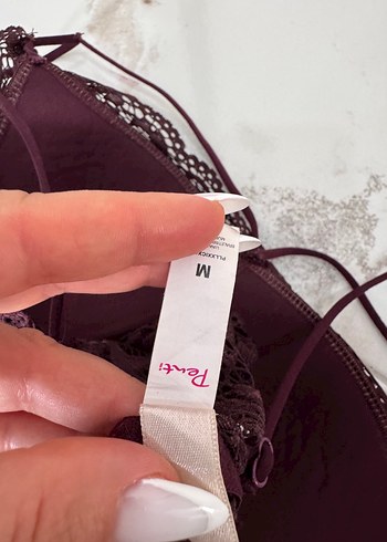 m Beden bordo Renk Bordo Dantel Detaylı Kadın Bralet