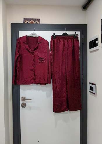 Bordo Kadın Saten Pijama Takımı