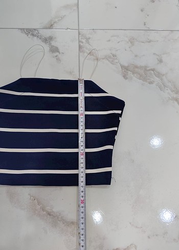 Zara Çizgili Pliseli Mini Crop Top