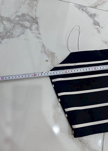s Beden Çizgili Pliseli Mini Crop Top