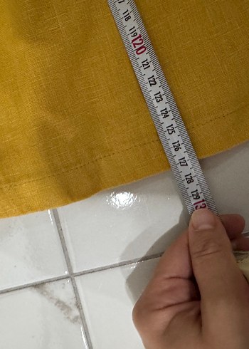 s Beden sarı Renk Sarı Keten Midi Tulum