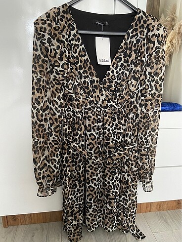 Leopar desenli elbise