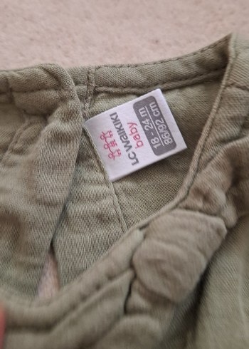 Kız Çocuk Bej Keten Fırfırlı Elbise - Görsel 3