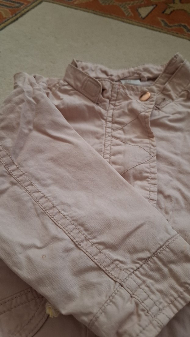 Bej Düğmeli Kız Çocuk Keten Ceket - Görsel 3