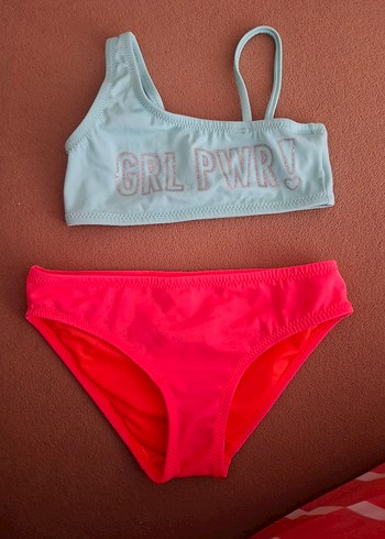 Kız Çocuk Pembe Baskılı Bikini Takımı