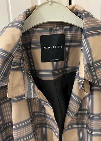 Bej Ekose Düğmeli Midi  Kaban - Görsel 4