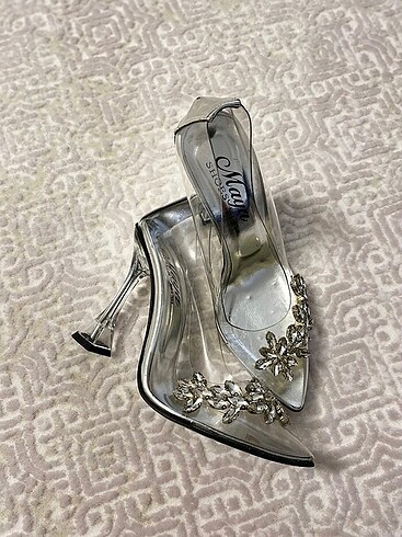 Taşlı Stiletto gri