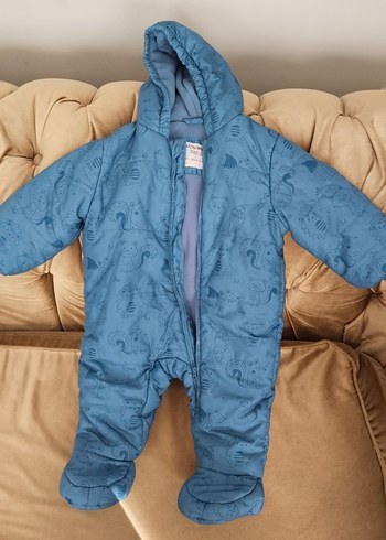 Mavi Kapüşonlu Bebek Kışlık Tulumu - Görsel 2