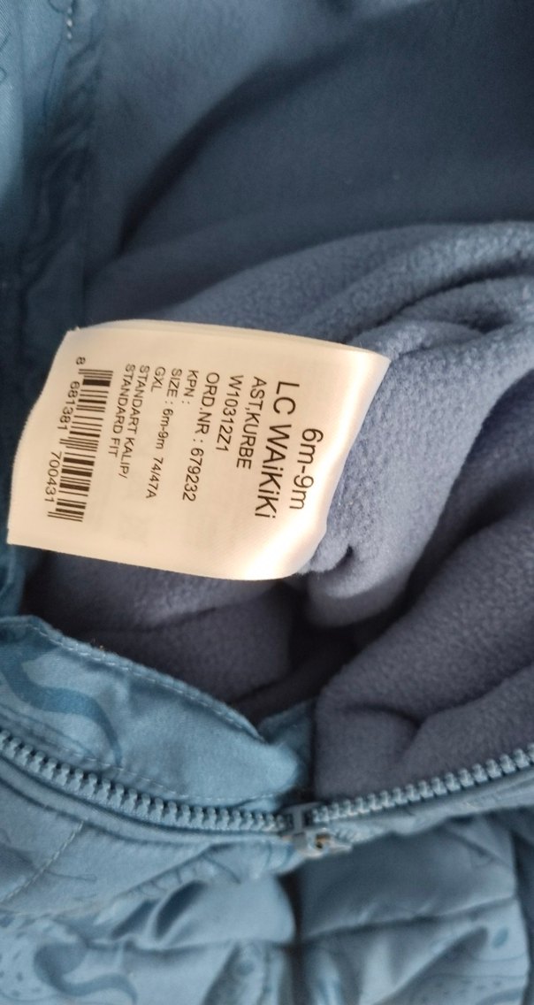 Mavi Kapüşonlu Bebek Kışlık Tulumu - Görsel 5