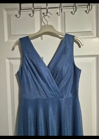 Mavi Drapeli Uzun Abiye Elbise - Görsel 4