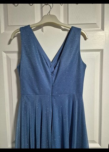 Mavi Drapeli Uzun Abiye Elbise - Görsel 3