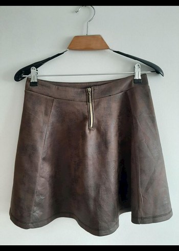 Kahverengi Süet Mini Etek - Görsel 2