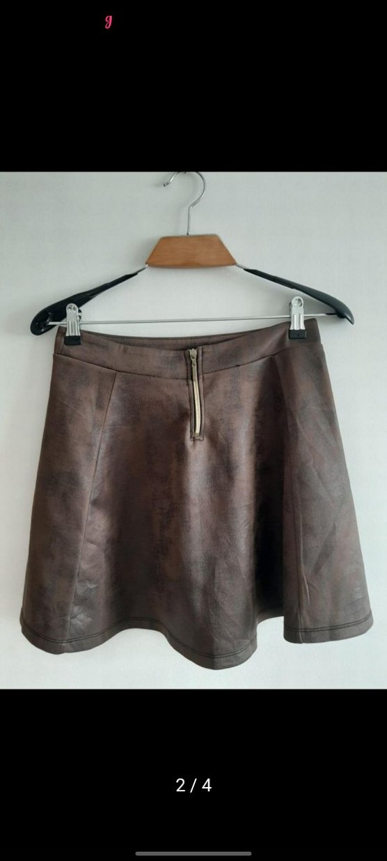 Kahverengi Süet Mini Etek - Görsel 2