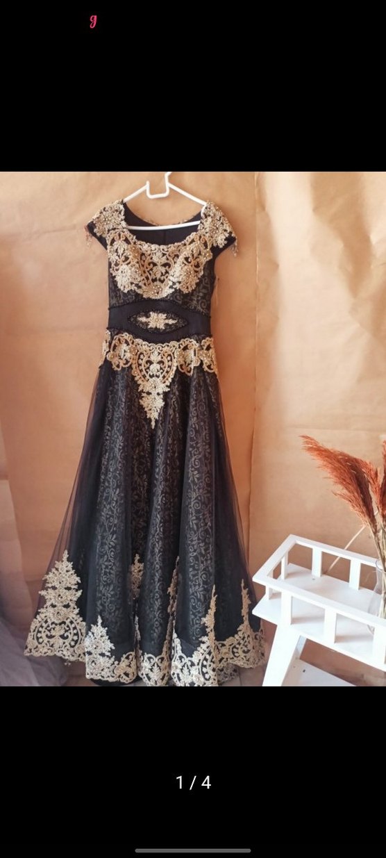 Dantel İşlemeli Siyah Uzun Abiye Elbise - Görsel 4