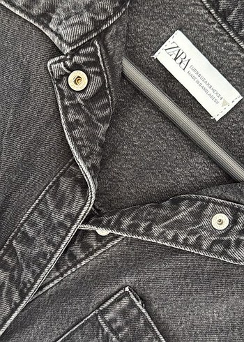 xs Beden Kadın Gri Denim Uzun Kollu Mini Tulum