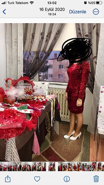 payetli kina elbisesi