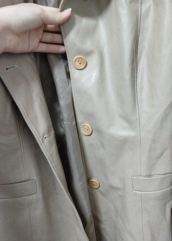 Bej Deri Kadın blazer veket - Görsel 4