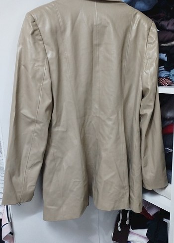 Bej Deri Kadın blazer veket - Görsel 2