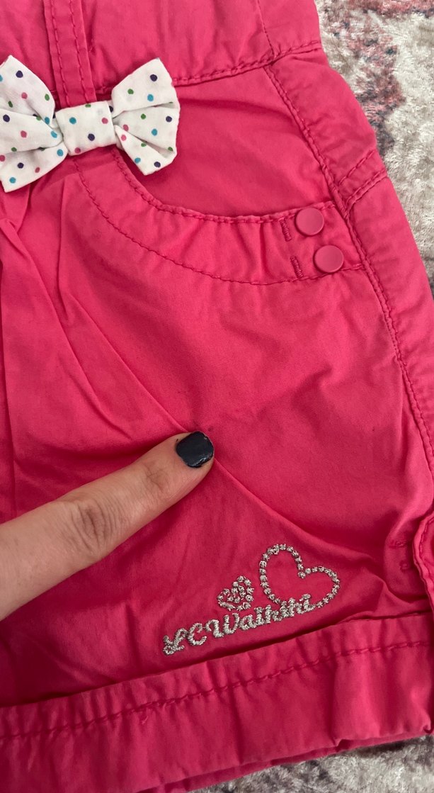 Kız Çocuk Pembe Nakışlı Şort - Görsel 2