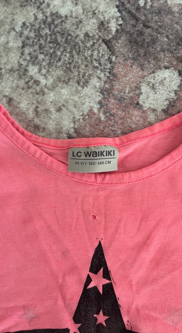 Kız Çocuk Pullu Pembe Rock Punk Tişört - Görsel 2