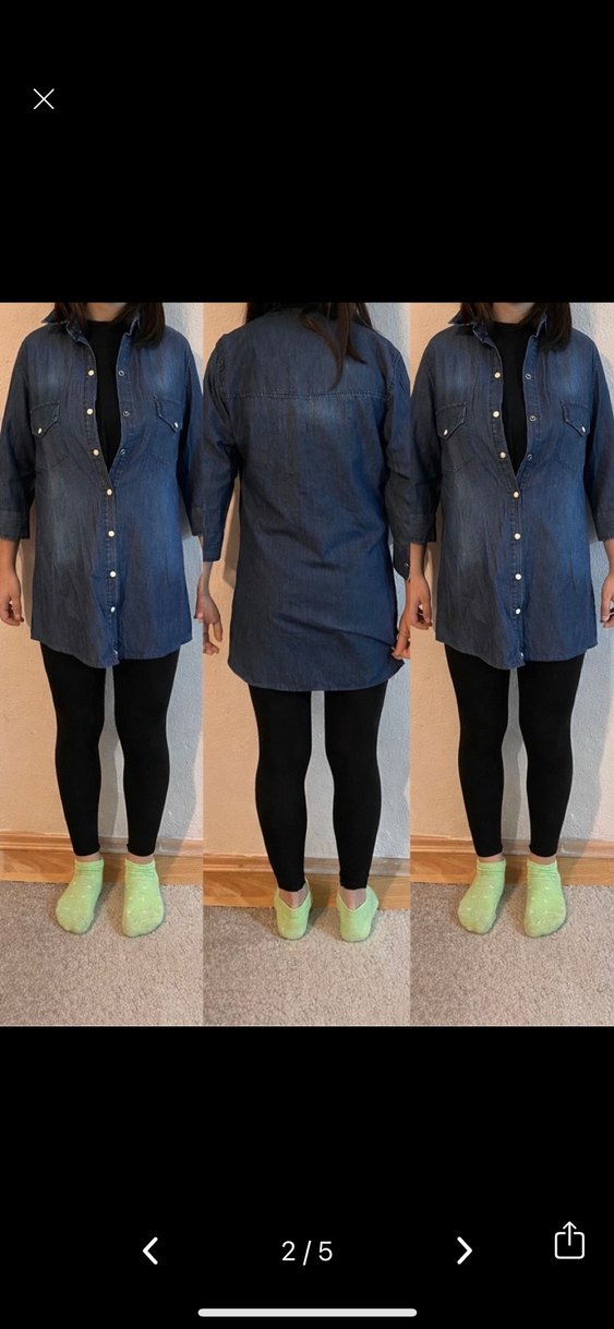 Düğmeli Lacivert kız çocuk Kot Tunik-elbise - Görsel 3