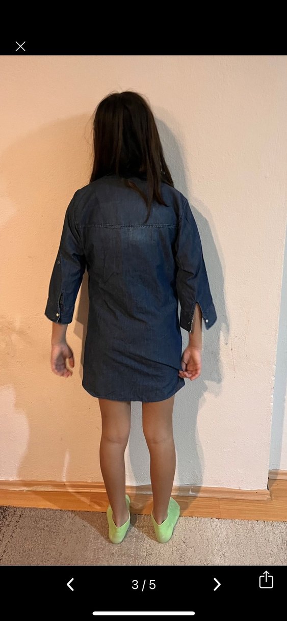 Düğmeli Lacivert kız çocuk Kot Tunik-elbise - Görsel 2