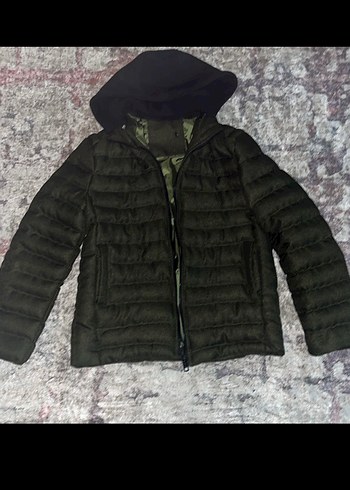 Haki erkek Kaban Kapüşonlu - Görsel 3