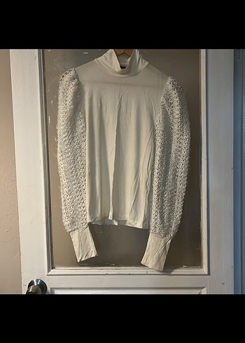 Kollu detaylı Beyaz Kadın Bluz - Görsel 4