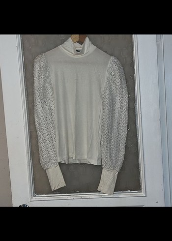 Kollu detaylı Beyaz Kadın Bluz - Görsel 6