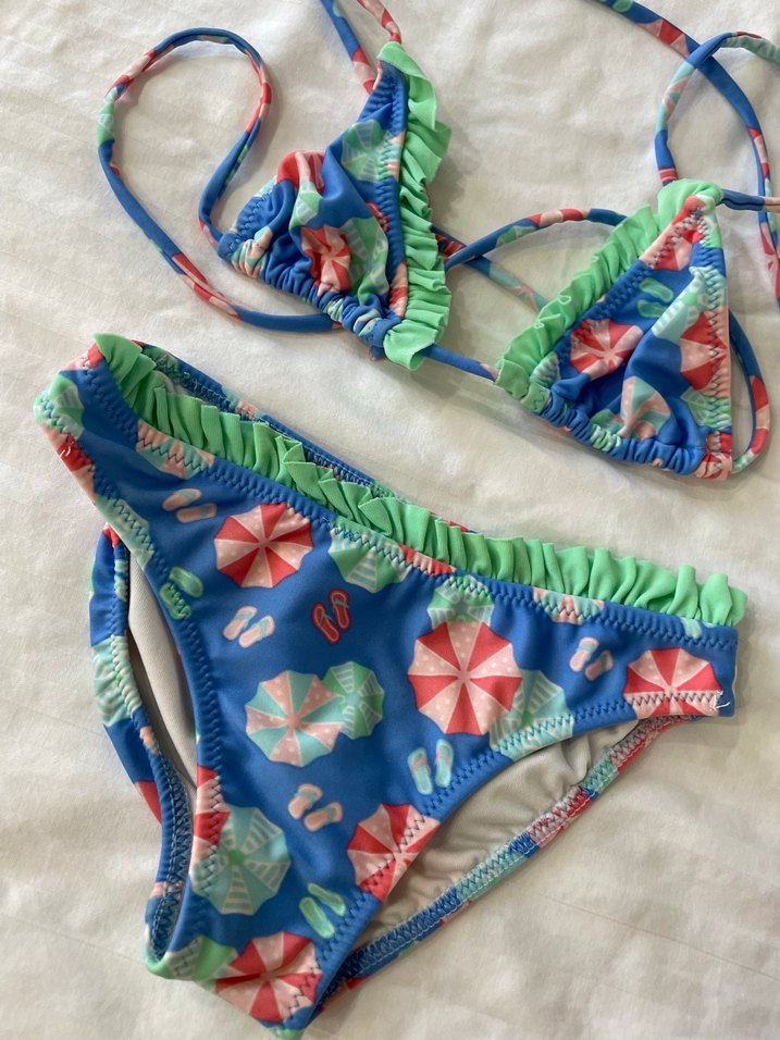 Renkli Bağcıklı Kız Çocuk Bikini - Görsel 2