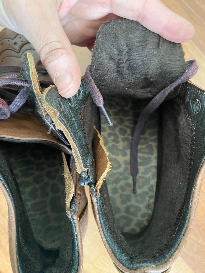 Kahverengi Hakiki Deri Dolgu Topuklu Kadın Bot - Görsel 5