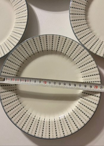 Desenli Beyaz 6'lı Pasta Tabak Seti - Görsel 2