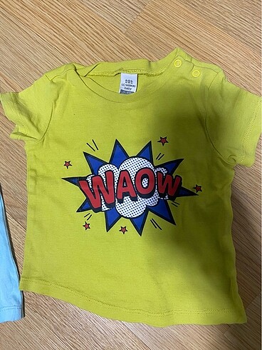 6-9 Ay Beden sarı Renk Bebek Tshirt