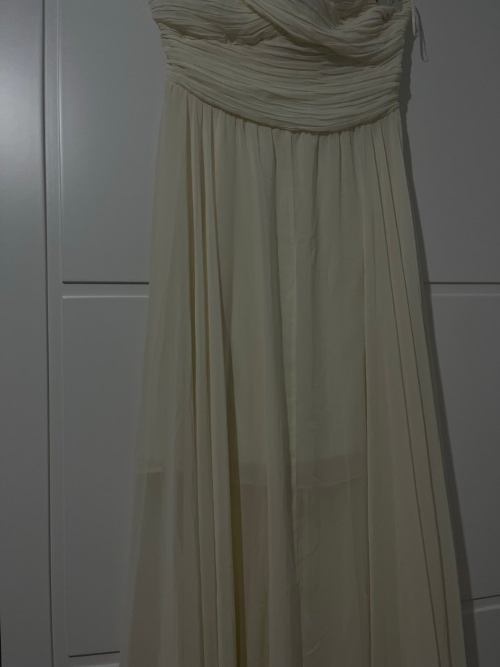 Beyaz Straplez Uzun Abiye Elbise nişan nikah bride elbisesi - Görsel 3