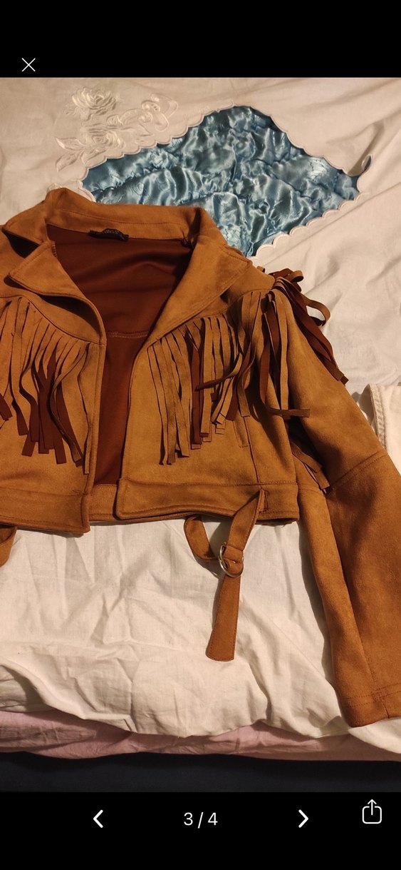 Kahverengi Süet Püsküllü Kadın kovboy Ceket - Görsel 3