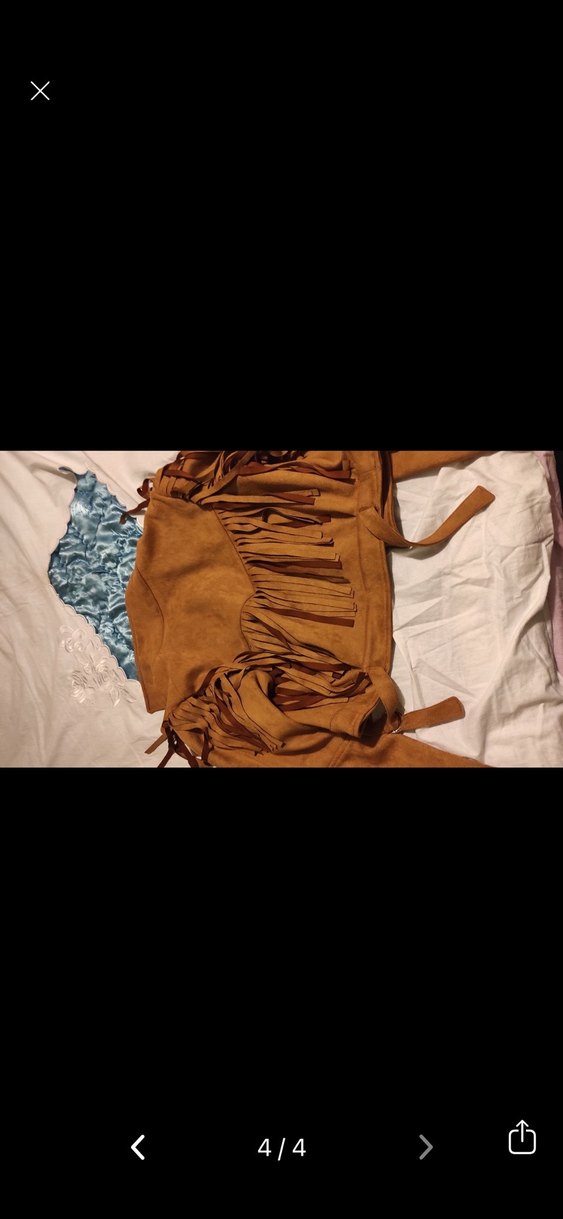 Kahverengi Süet Püsküllü Kadın kovboy Ceket - Görsel 4