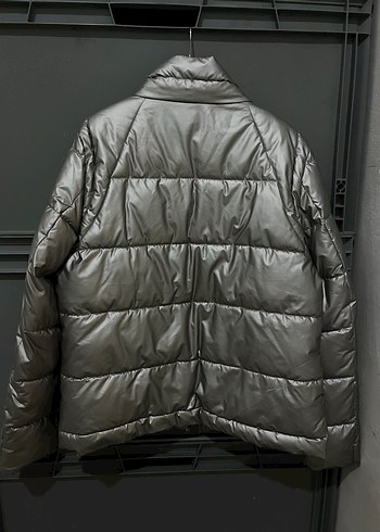 Gri Metalik Kadın Mont reflektörlü mont - Görsel 6