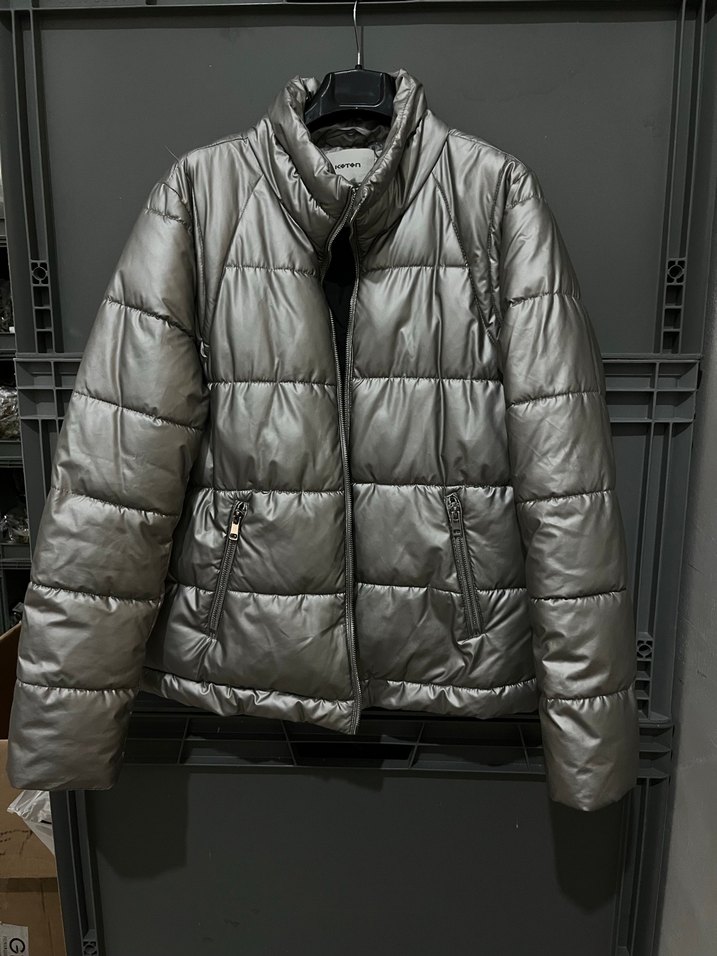 Gri Metalik Kadın Mont reflektörlü mont - Görsel 2