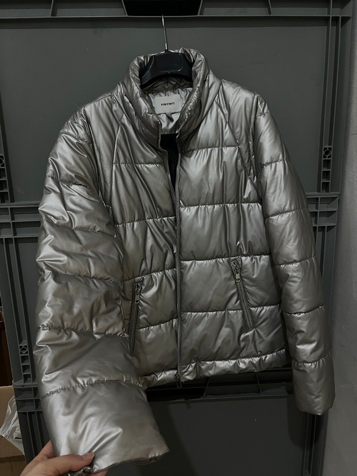 Gri Metalik Kadın Mont reflektörlü mont - Görsel 5