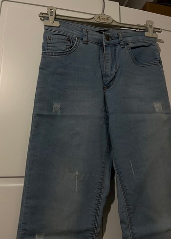 Gri Mavimsi ispanyol paça Kadın Kot Pantolon - Görsel 3