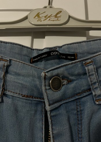 Gri Mavimsi ispanyol paça Kadın Kot Pantolon - Görsel 4