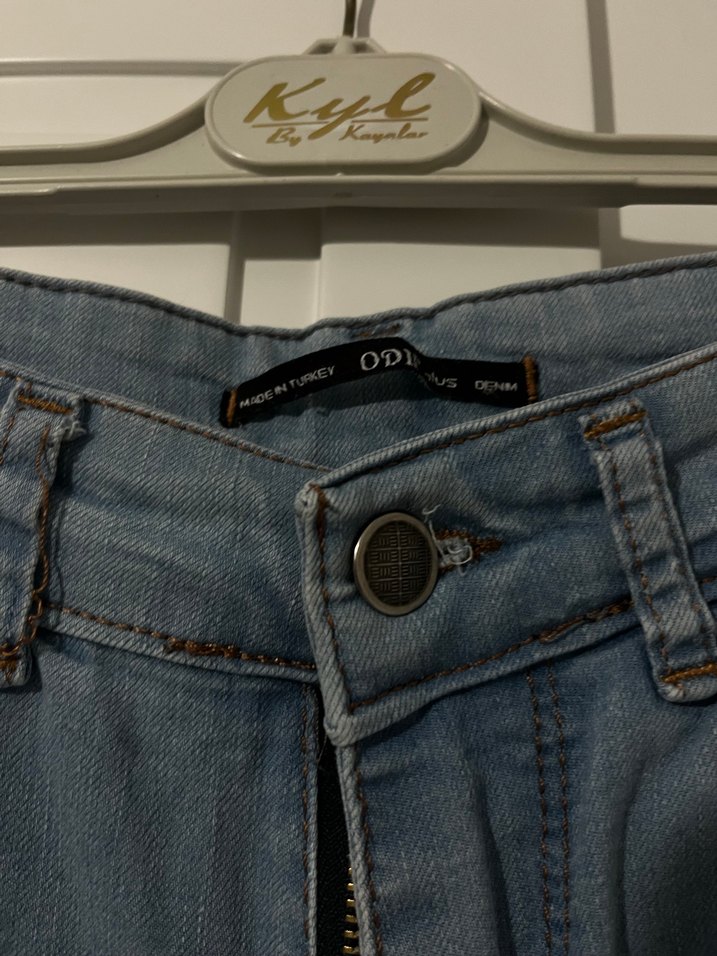 Gri Mavimsi ispanyol paça Kadın Kot Pantolon - Görsel 4