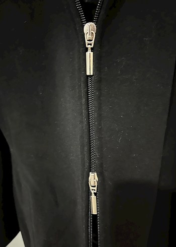 Siyah Midi Boy Yüksek Yakalı Kadın Kaban - Görsel 7